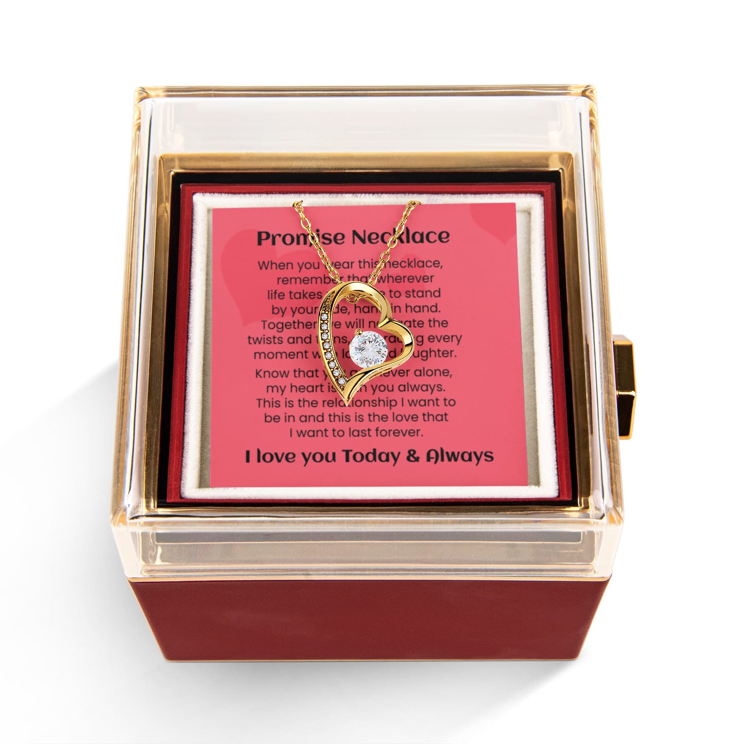 Forever Love Necklace Girlfriend Soulmate Promise Gift Luxurious Rose Box