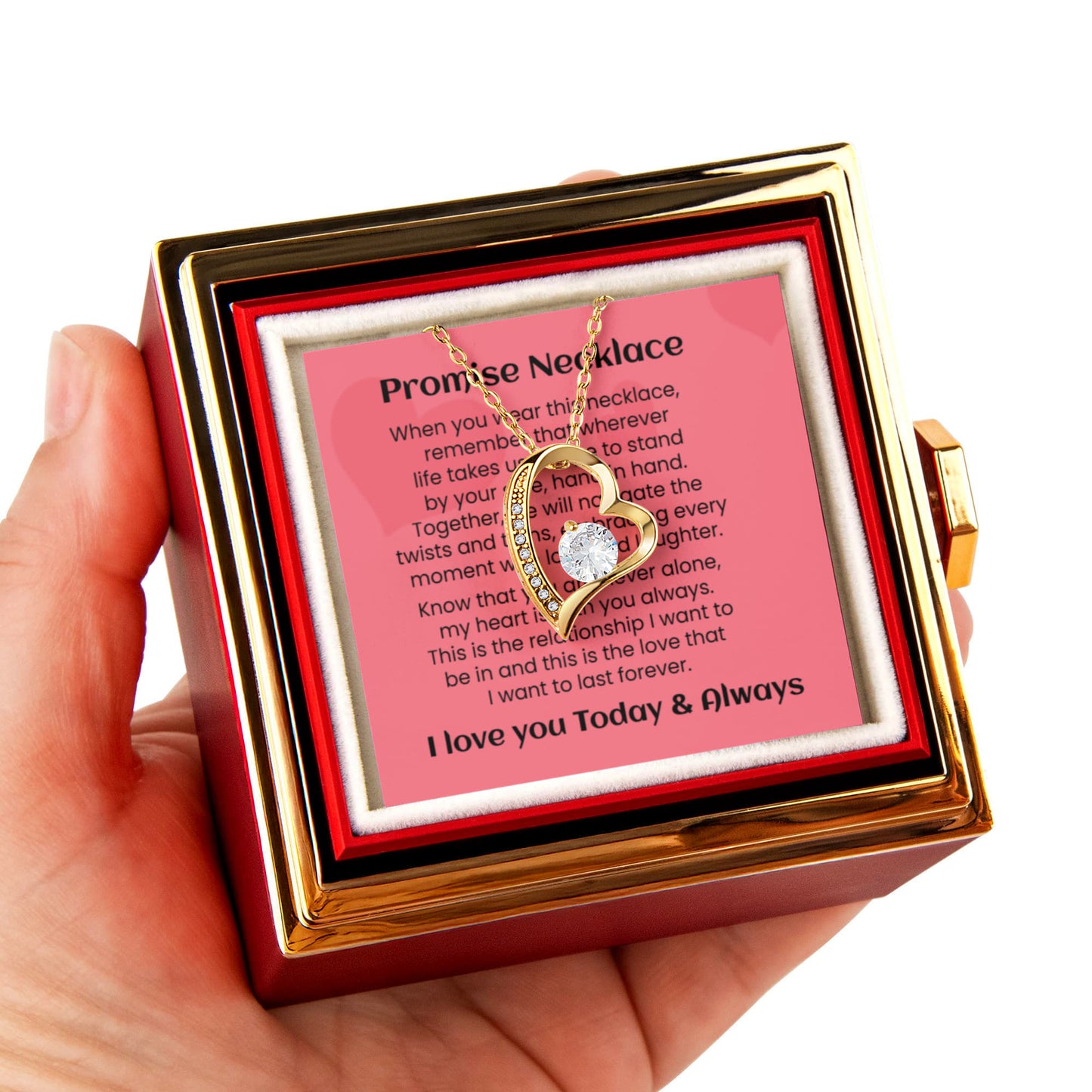 Forever Love Necklace Girlfriend Soulmate Promise Gift Luxurious Rose Box