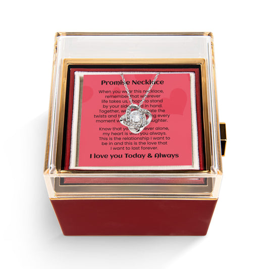 Love Knot Necklace Girlfriend Promise Gift Luxurious Rose Box