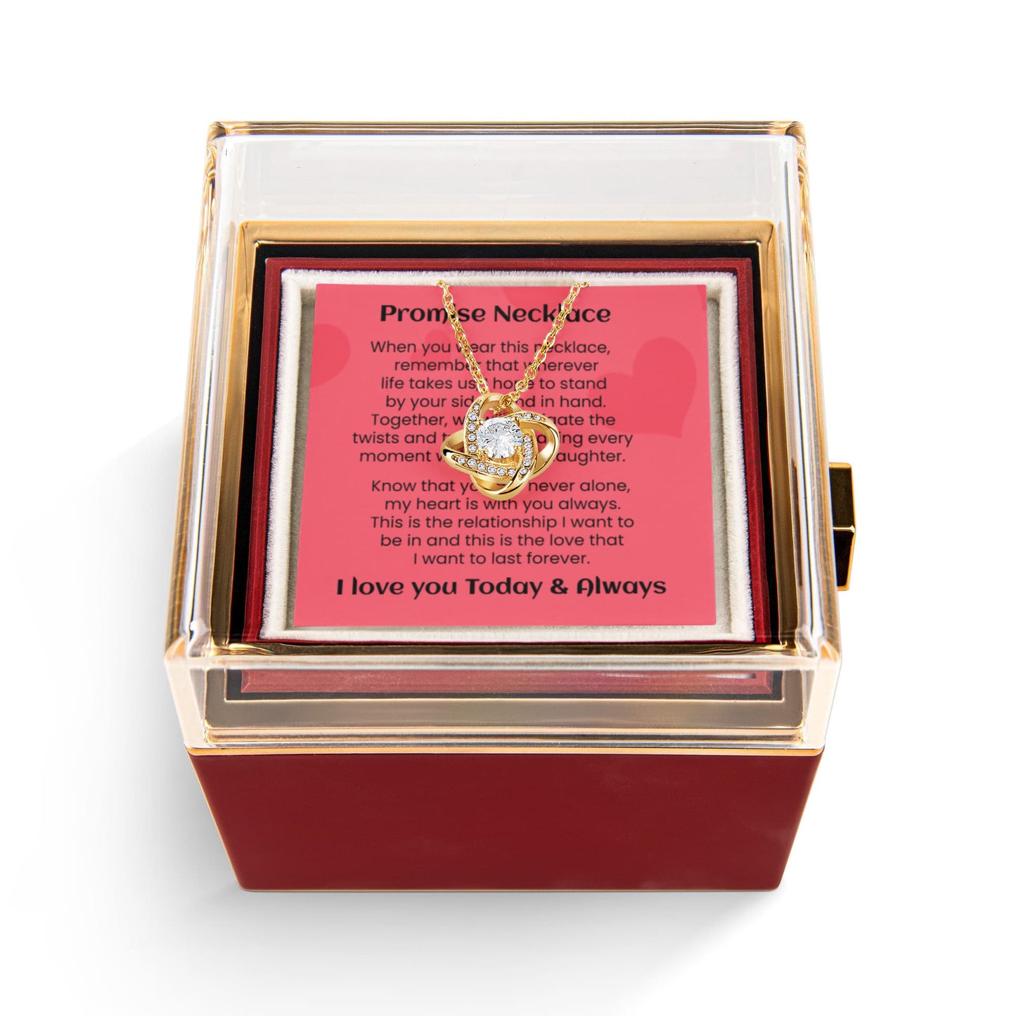 Love Knot Necklace Girlfriend Promise Gift Luxurious Rose Box