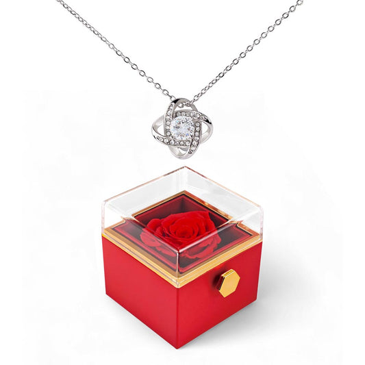 Gift For Her Stunning Pendant Necklace In A Luxurious Box With Forever Preserved Red Rose