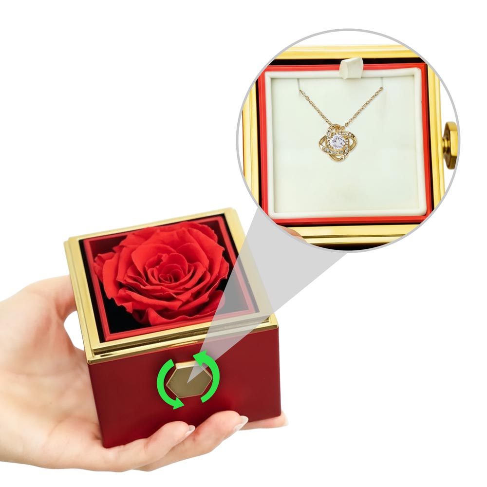 Gift For Her Stunning Pendant Necklace In A Luxurious Box With Forever Preserved Red Rose