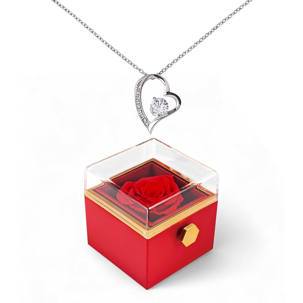 Gift For Her Heart Pendant Necklace In A Luxurious Forever Preserved Rose Box