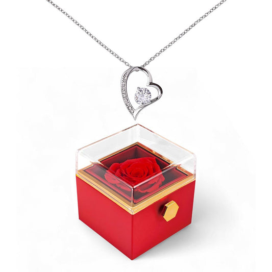 Gift For Her Heart Pendant Necklace In A Luxurious Forever Preserved Rose Box