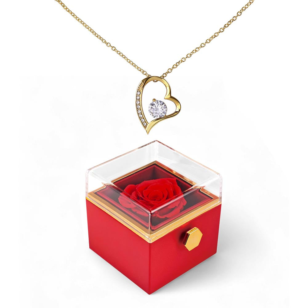 Gift For Her Heart Pendant Necklace In A Luxurious Forever Preserved Rose Box