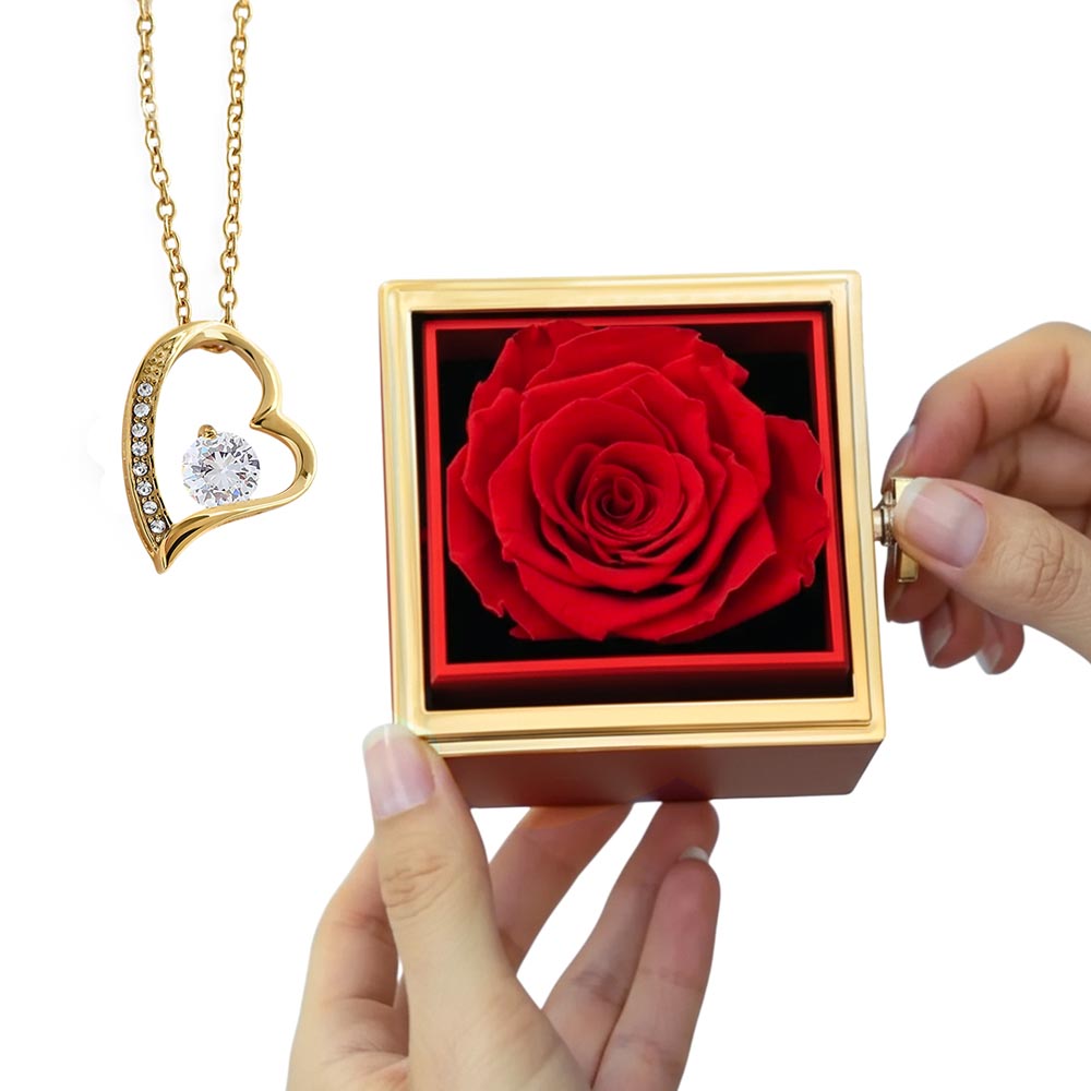 Gift For Her Heart Pendant Necklace In A Luxurious Forever Preserved Rose Box