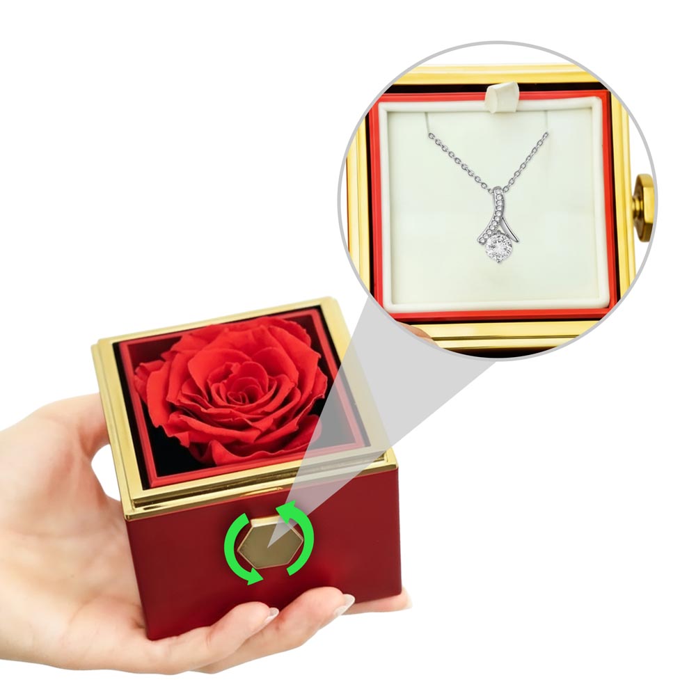 Gift For Her Pendant Necklace In A Luxurious Box Forever Preserved Red Rose